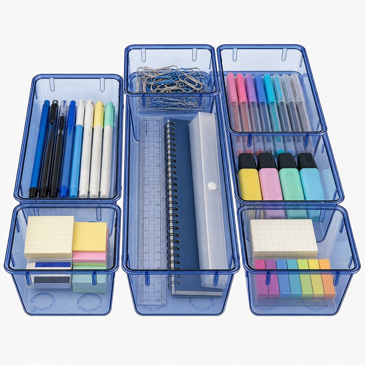 6-Piece Clear Drawer Organizer Set