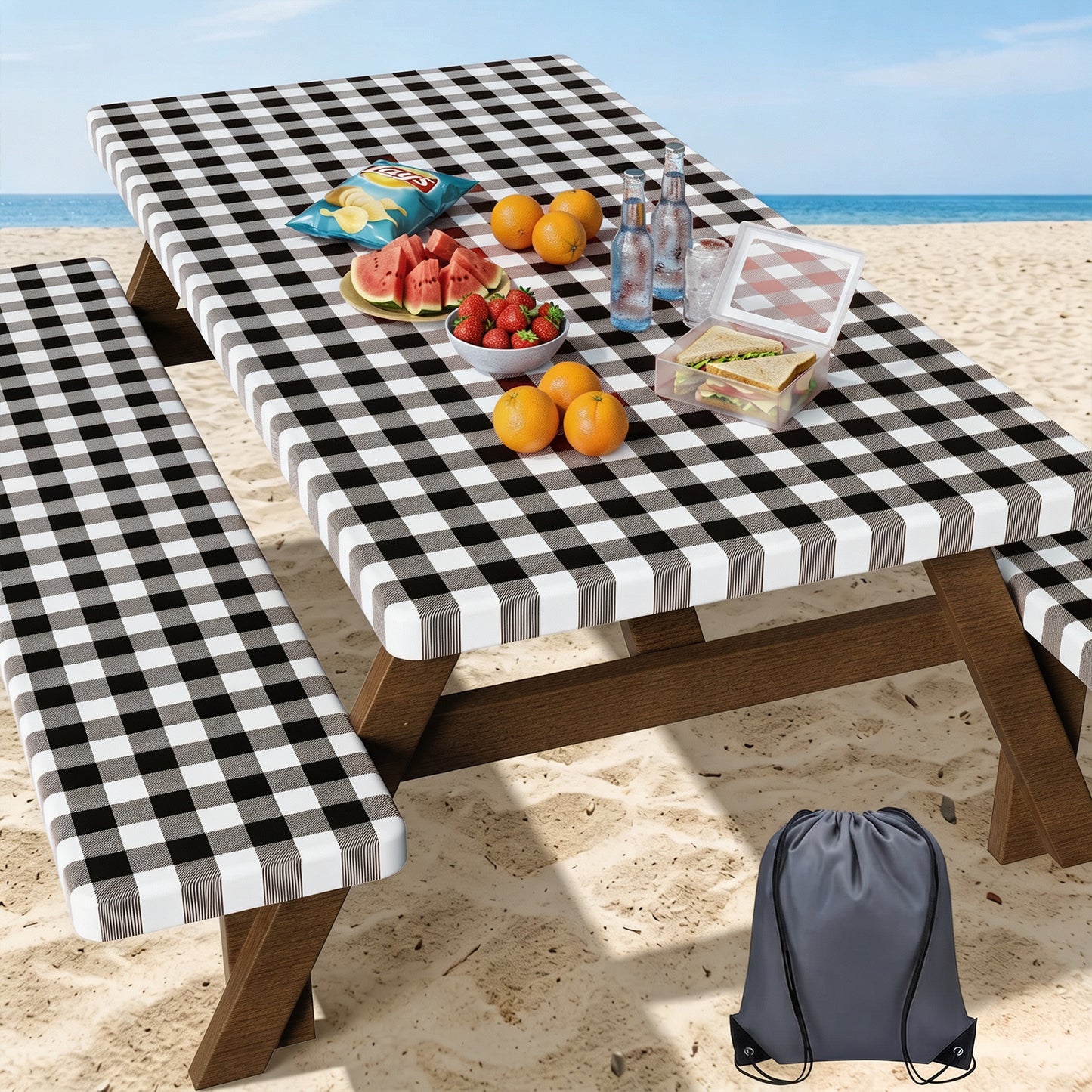 Water-resistant  Fitted Picnic Table Cover with Bench Covers